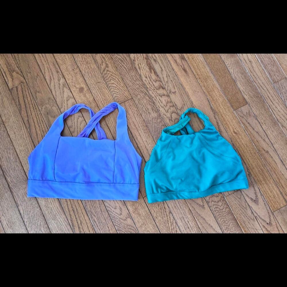 Blue and purple sports bra